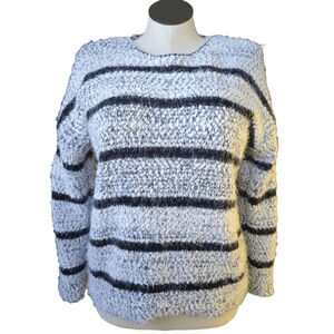 Calvin Klein Women's M Popcorn Knit Sweater Black Stripes